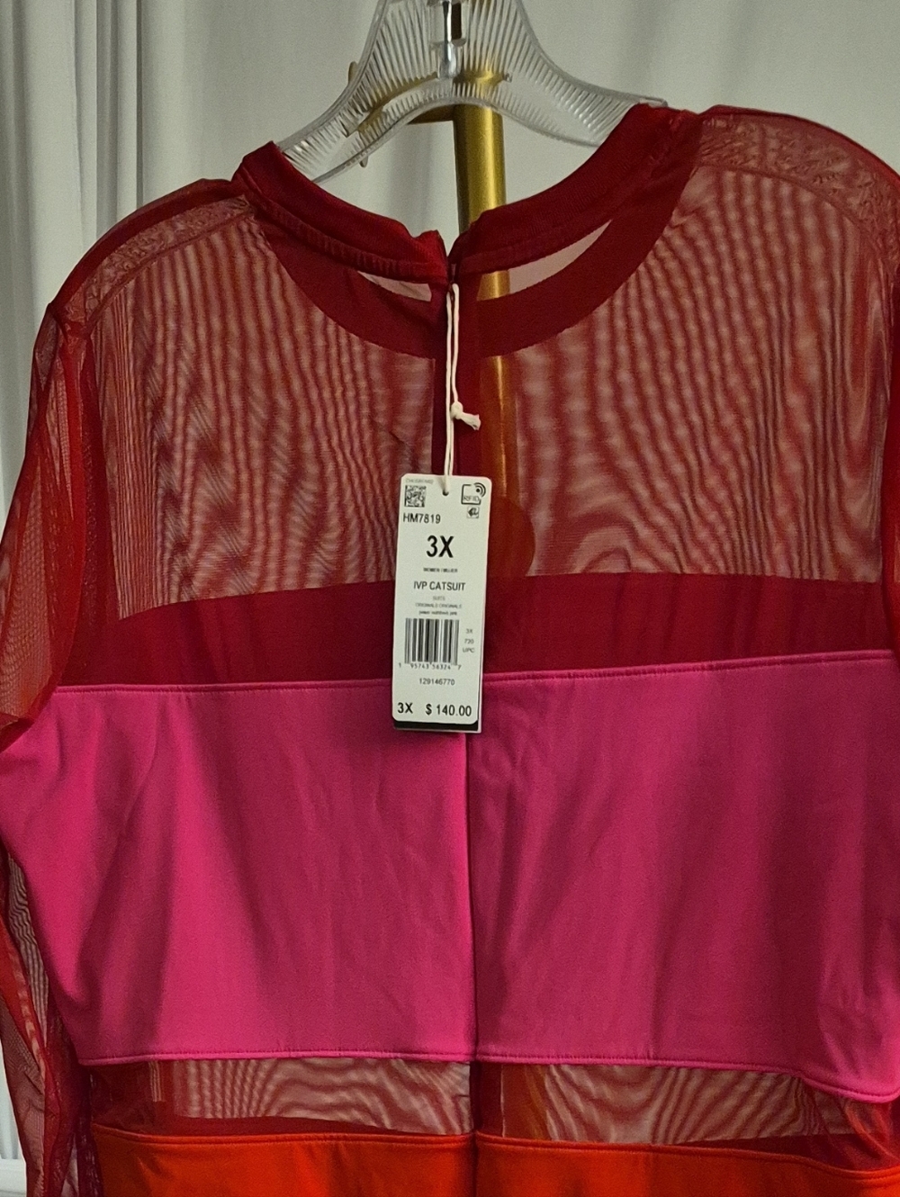 IVY PARK Red and Pink Mesh Panel Jumpsuit Romper - Picture 2 of 5